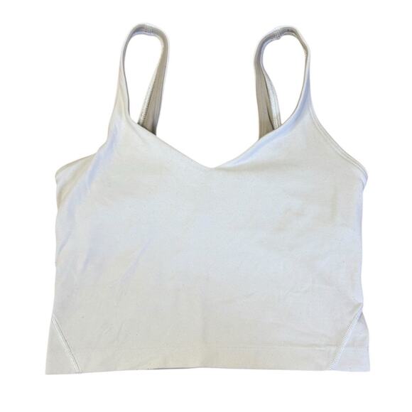 LULULEMON Align White Crop Tank Top Light Support Nulu Buttery Soft Size 0 - Picture 2 of 9